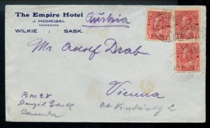 ?Admiral surface rate to AUSTRIA 1914 Wilkie, Sask.  cover Canada