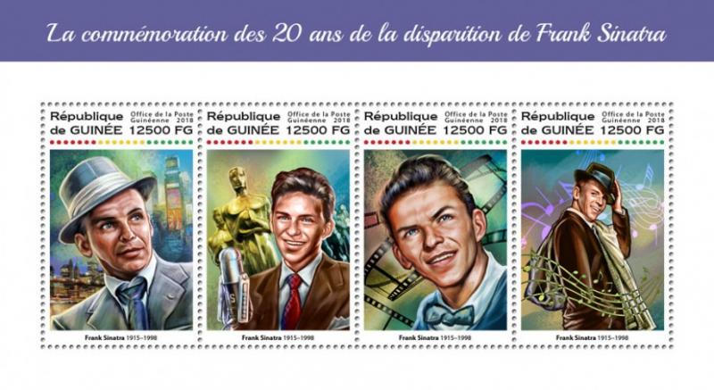 GUINEA - 2018 - Frank Sinatra - Perf 4v Sheet - MNH