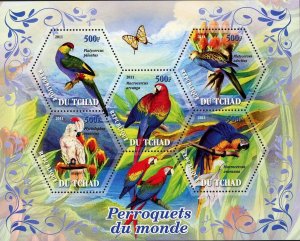 Parrot of the World Plant Butterfly Bird  Souvenir Sheet of 5 Stamps Mint N