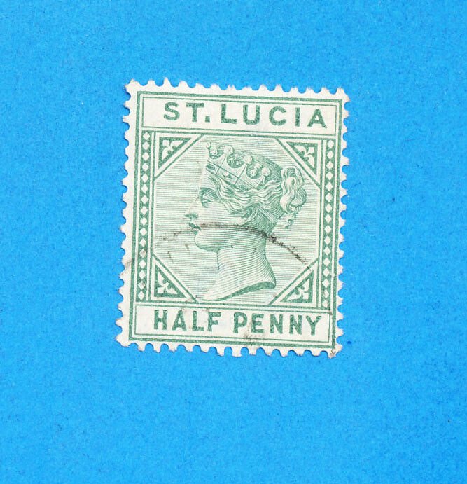 ST LUCIA - Scott 19 - FVF used - WMK Crown & CA  -  1/2 p green - 1883