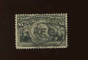 245 Columbian Hi Value Used Stamp with APS Cert (Bz 291) APEX