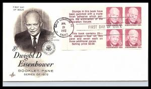 #1395c Dwight D. Eisenhower Booklet Pane - Artcraft  Cachet 18SC