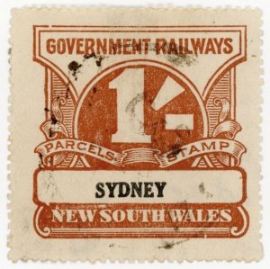 (I.B) Australia - NSW Government Railways : Parcel Stamp 1/- (Sydney) 1929