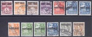 Denmark 1936 5o-1k Parcel Post Scott Q15-Q27 VFU Cat $126