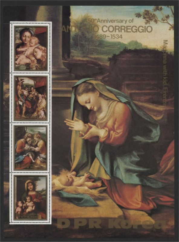 NORTH KOREA, ANTONIO CORREGGIO SOUVENIR SHEET