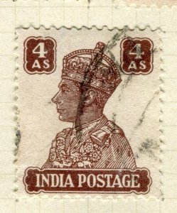 INDIA; 1938 early GVI portrait issue fine used 4a. value