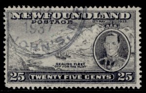 CANADA - Newfoundland GVI SG266, 25c slate, FINE USED. PERF 14 LINE