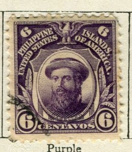 PHILIPPINES; 1908 early Portrait series issue used 6c. value