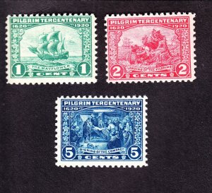 US 548-550 Pilgrim Tercentenary Complete Set Mint VF OG NH SCV $97.50