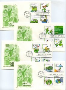 4524a-p Go Green  on four Artcraft ,  FDCs