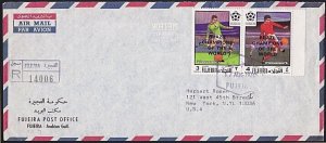 UNITED ARAB EMIRATES 1965 reg cover FUJEIRA to USA Football World Cup......A6249