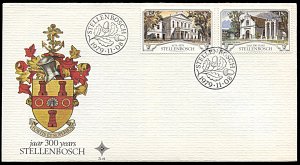 South Africa 529-530, FDC, 300th Anniversary of Stellenbosch