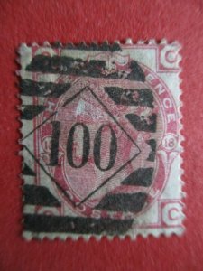 SG143 3d Rose Red Plate 18 Duplex Diamond 100 Used 1875 Victoria Surface Printed