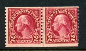 Scott #599A/599 Type II &I Mint Coil Line Pair w/PF Cert (#599A-146)