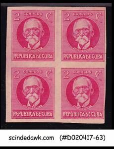 CUBA - 1917-18 2c rose MAXIMO GOMEZ SCOTT#265 - BLK OF 4 - UNUSED IMPERF