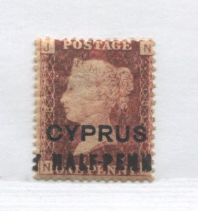 Cyprus QV overprinted  1/2d 1880  Plate 181 NJ mint o.g. hinged