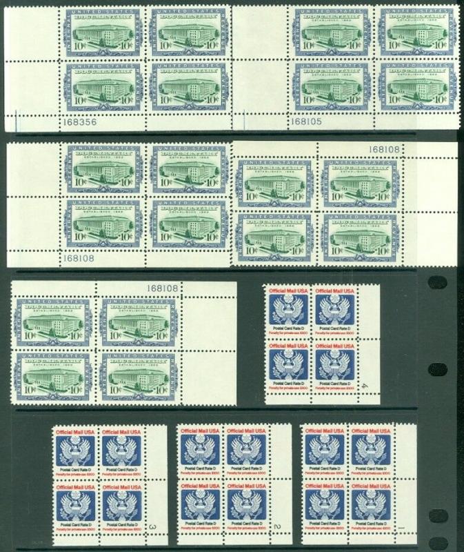 EDW1949SELL : USA 1962-85 Scott #O138(4x). R733(10x), R734(3x) All P/Bs & VF MNH