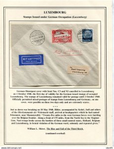 German Occ Luxembourg  1940 Cover to Hamburg mixed postage 14307