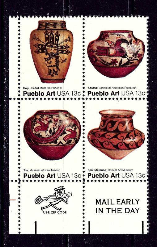 U.S. 1709a MNH 1977 Pueblo Art Zip Code Block of 4