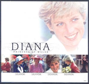 UGANDA  PRINCESS DIANA 50th BIRTH  ANNIVERSARY IMPERFORATED SHEET II MINT NH