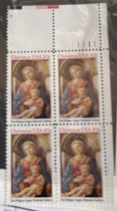 US 1984 Tradinal Christmas #2107 plt blok of 4 mint