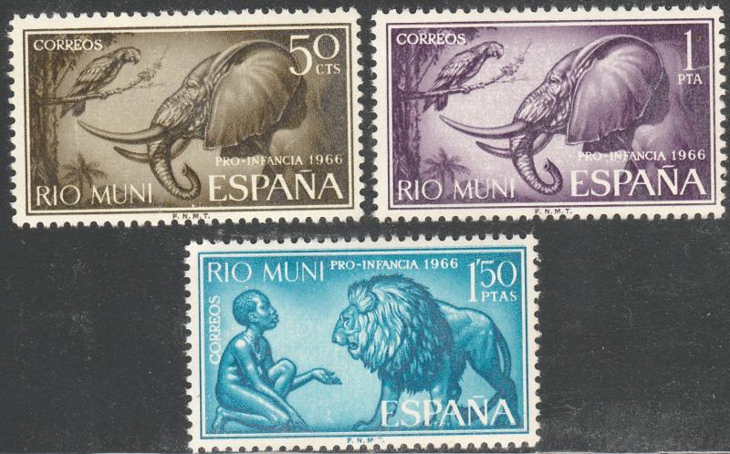 RIO MUNI 56-58, MAMMALS AND BOY, MNH VF. (36)