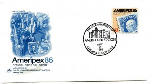 Ameripex86 Philatelic Literature Day, Blue ArtCraft, cancel