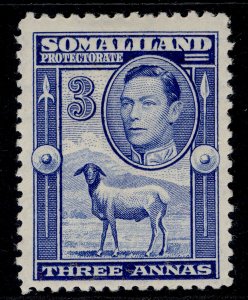 SOMALILAND PROTECTORATE GVI SG96, 3a bright blue, VLH MINT. Cat £18.