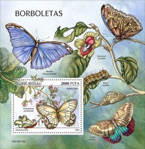 GUINEA BISSAU - 2021 - Butterflies - Perf Souv Sheet #2 - Mint Never Hinged