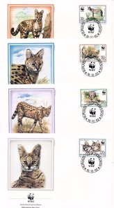 [54150] Burundi 1992 Wild life WWF FDC Serval 4 covers MNH