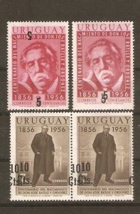 Uruguay 1957 José Batlle y Ordonez centenary, with errors