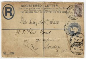 Great Britain 1899 FPO 4 (Boer War) cancel on registry envelope