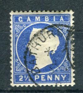 GAMBIA; 1886 early classic QV Crown CA issue fine used Shade of 4d. value, 