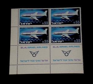  ISRAEL 1962, #228, EL AL AIRLINES, 0.55, TAB BLOCK/4, MNH, NICE! LQQK!