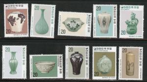 Korea Scott 1063-1072 MNH** 1977 Ceramic set CV$8.50