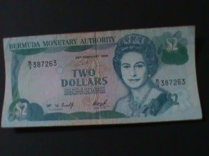 BERMUDA -1996 MONETARY AUTHORITY-$2 DOLLARS-LT.CIR- NOTE-63 YEARS OLD-VF