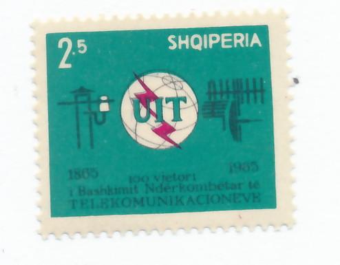 Albania1965 - Scott 814 MH - 2.50l, ITU centenary