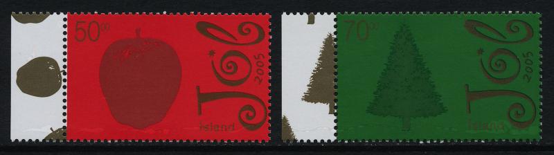 Iceland 1061-2 MNH Christmas Tree, Apple