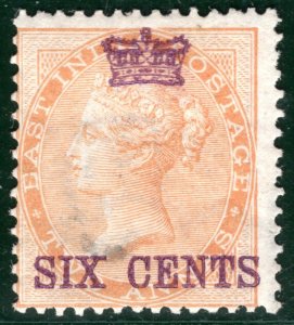 Malaya STRAITS QV SG.5 6c CROWN Colony Overprint (India) Mint MM Cat £950- SBB63