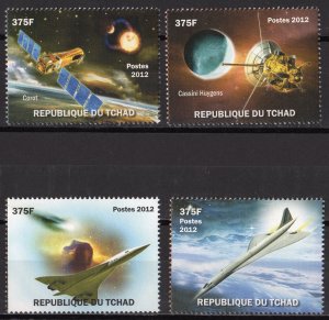 Chad 2012 50th. Anniv. of Sputnik 1/CONCORDE 40th.Anniv.Set (4) MNH