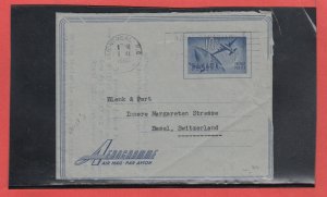 1960 Aerogramme 10c to Switzerland from Canada