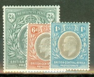 LC: British Central Africa 60-1, 63-5 mint; 62 used CV $104; scan shows a few