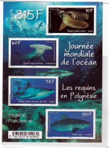 French Polynesia 2014 - Sharks    - MNH   sheet   # 1130a