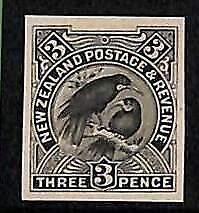 ZA0043a - NEW ZEALAND  - STAMP - SG # 321 black PROOF on HEAVY PAPER Birds