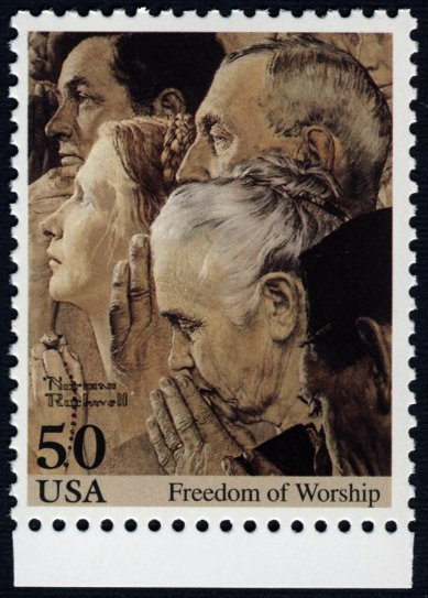 USA #2840d 50c MNH (Freedom Of Worship by Norman Rockwell)