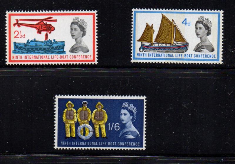 Great Britain Sc 395p-7p 1963 Lifeboat Phosphor stamp set mint NH