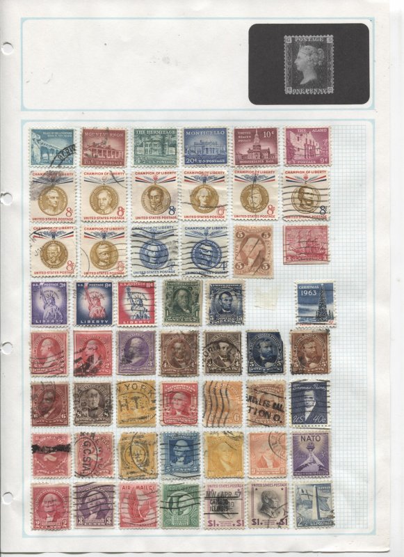 STAMP STATION PERTH- USA #160 Used Stamps on Pages - Unchecked