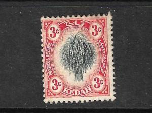 KEDAH  1912 3c  RICE  MH SG 2  