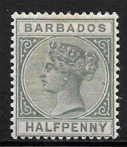 Barbados 60: 0.5p Queen Victoria, MHR, just F