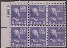 SCOTT # 807 MINT NEVER HINGED PLATE BLOCK OF 6 GEMS 1938